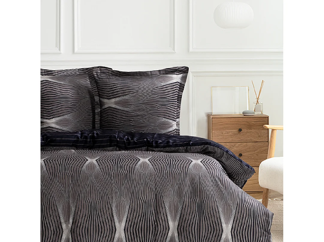 Housse de couette + taie(s) oreiller satin de coton "Bistro"