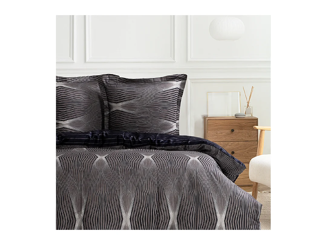 Housse de couette + taie(s) oreiller satin de coton "Bistro"