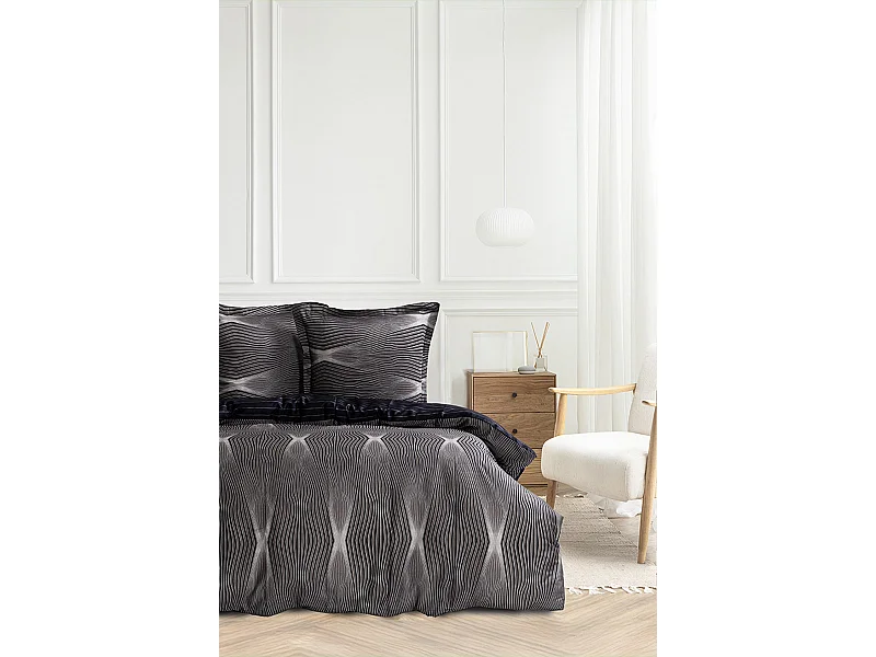 Housse de couette + taie(s) oreiller satin de coton "Bistro"