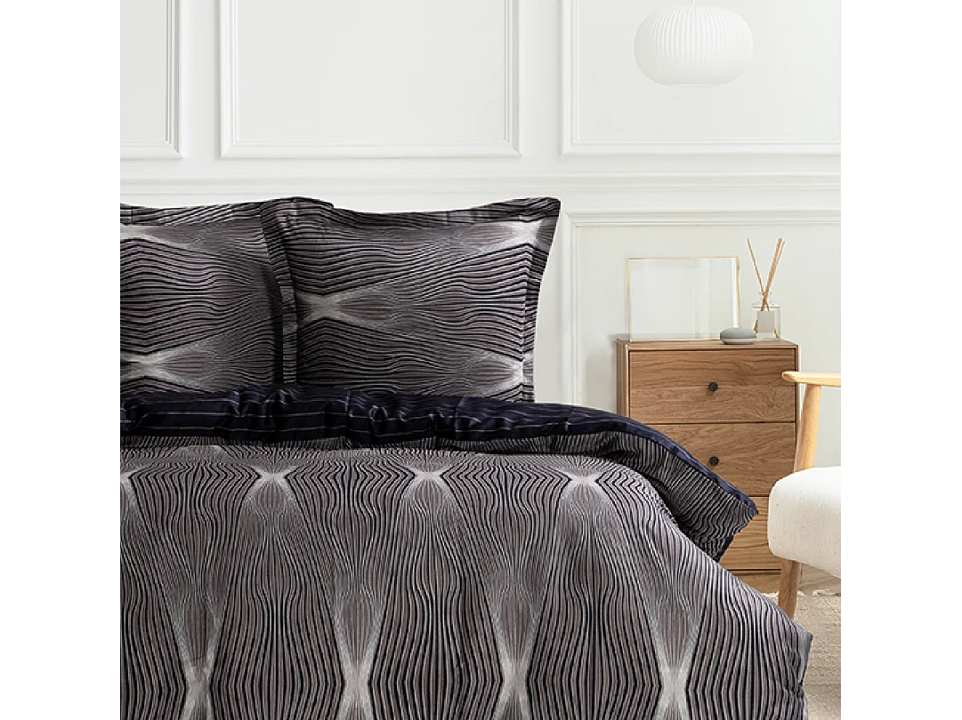 Housse de couette + taie(s) oreiller satin de coton "Bistro"