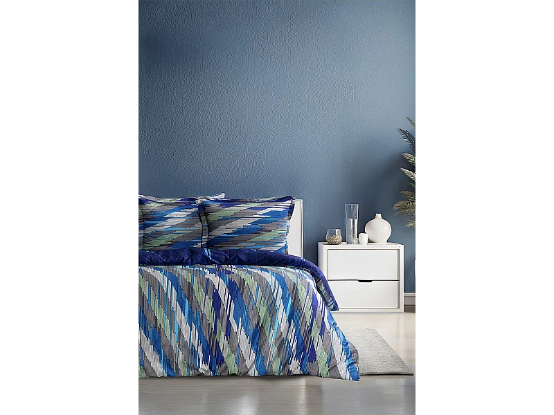 Bettwäschegarnitur 1 Bettbezug 240x220 cm+2 Kopfkissenbez 63x63 cm-Baumwollsatin