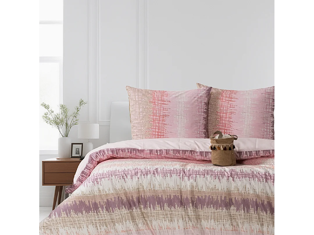 Housse de couette + taie(s) oreiller "Polien" 100% coton imprimé.