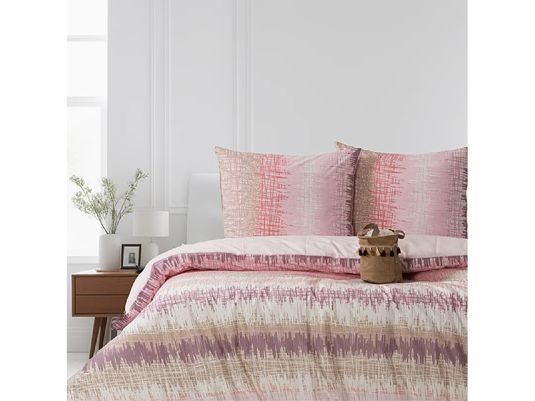 Housse de couette + taie(s) oreiller "Polien" 100% coton imprimé.