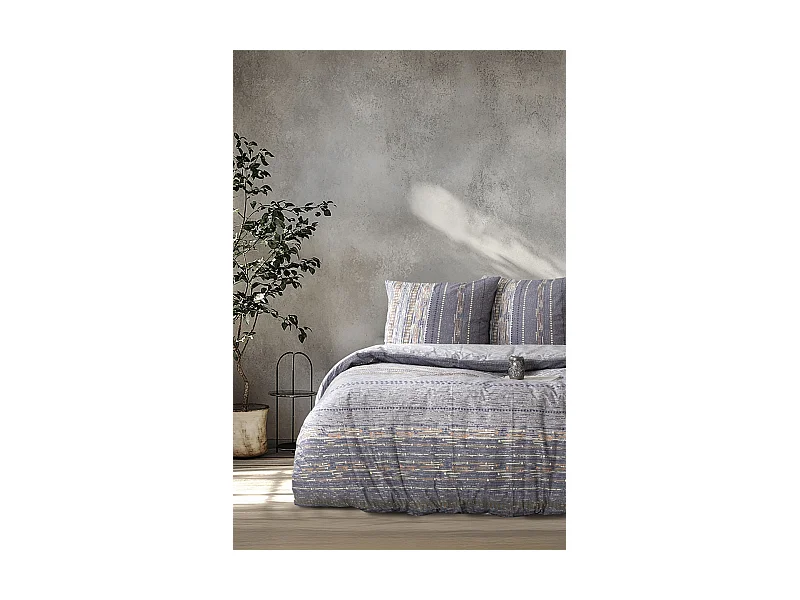 Housse de couette + taie(s) oreiller "Efonte stone" 100% coton imprimé.