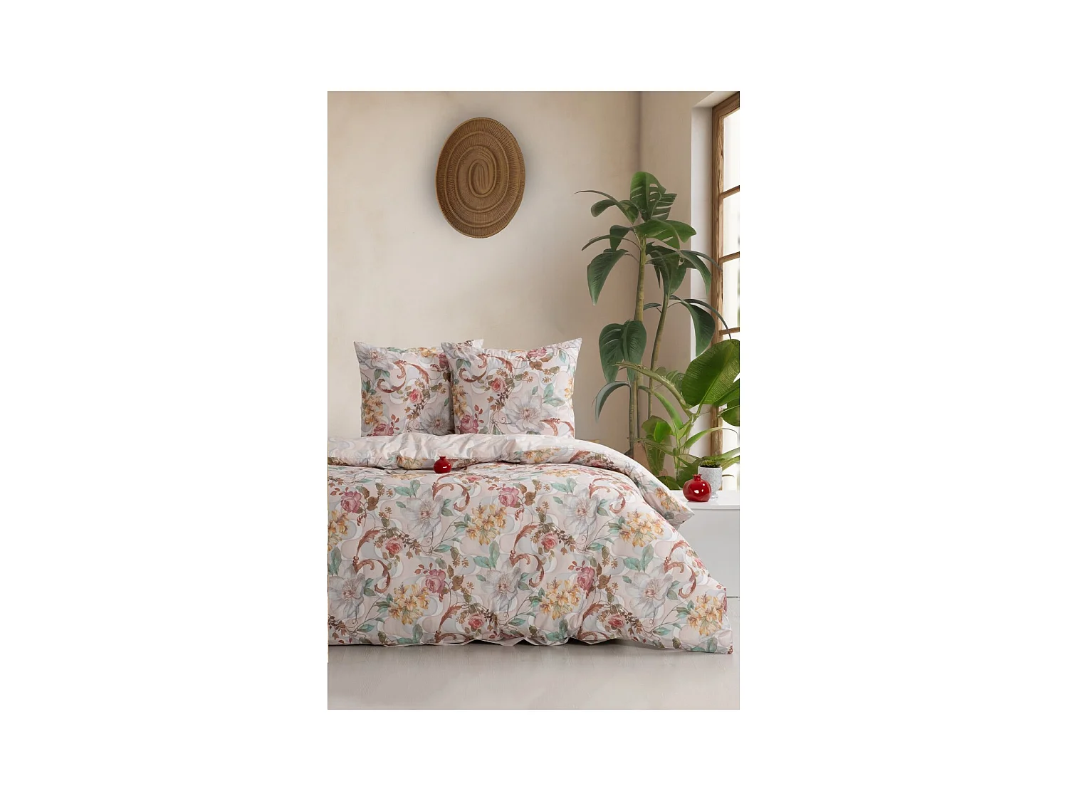 Housse de couette + taie(s) oreiller "Isabella" 100% coton imprimé.