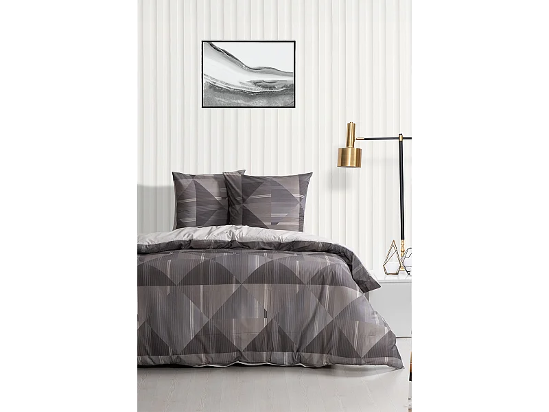 Juego de funda de edredón +funda de almohada 100% algodón "Lufian gris"