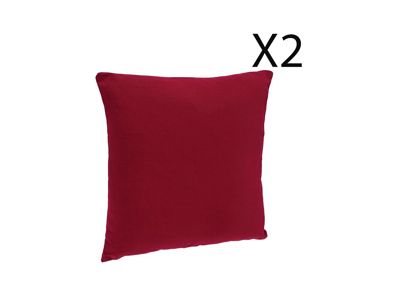 Lot de 2 coussins déhoussables en polyester coloris rouge -  Longueur 38 x Profondeur 12 x Hauteur 38  cm