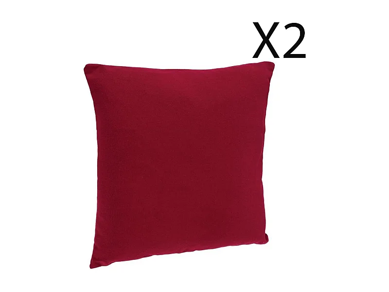 Lot de 2 coussins déhoussables en polyester coloris rouge -  Longueur 38 x Profondeur 12 x Hauteur 38  cm