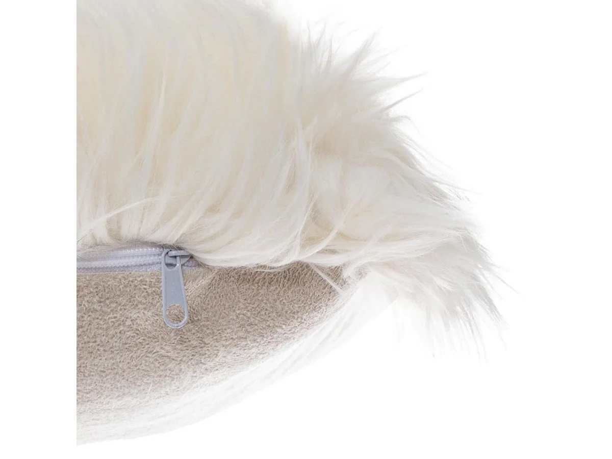 Lot de 2 coussins Déhoussables en fourrure coloris Ivoire - Longueur 40 x Profondeur 17 x Hauteur 40 cm