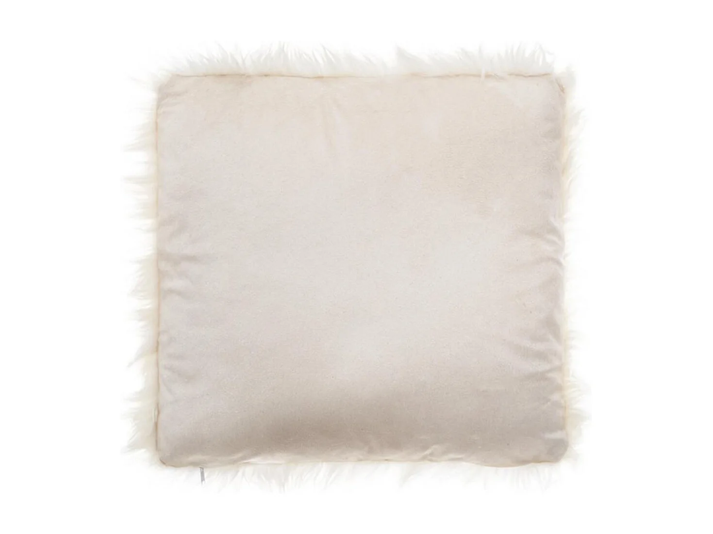 Lot de 2 coussins Déhoussables en fourrure coloris Ivoire - Longueur 40 x Profondeur 17 x Hauteur 40 cm