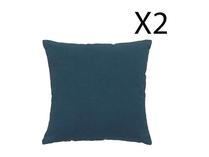 Lot de 2 coussins déhoussables coloris bleu - Longueur 38 x Profondeur 12 x Hauteur 38  cm