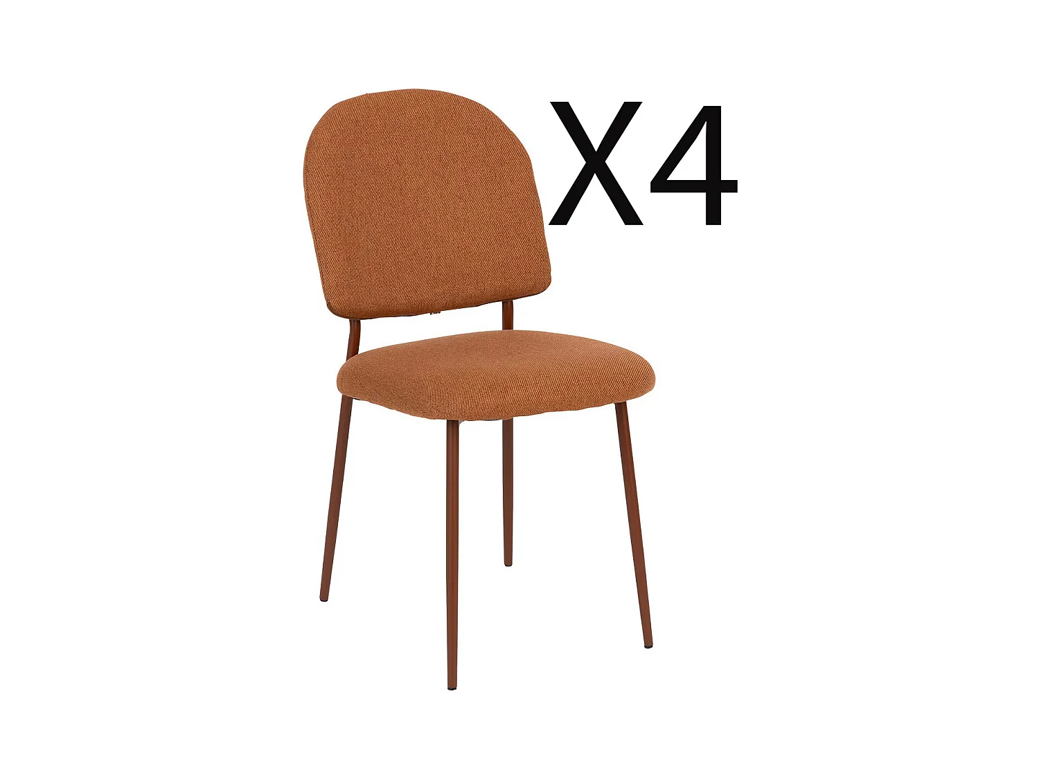 Lot de  4 chaises en Polyester coloris ambre et pieds en acier -Longueur 43 x Profondeur 57 x Hauteur 84  cm