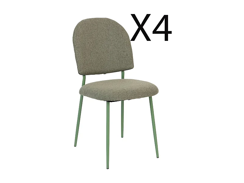 Lot de  4 chaises en Polyester coloris vert cèdre et pieds en acier -Longueur 43 x Profondeur 57 x Hauteur 84  cm