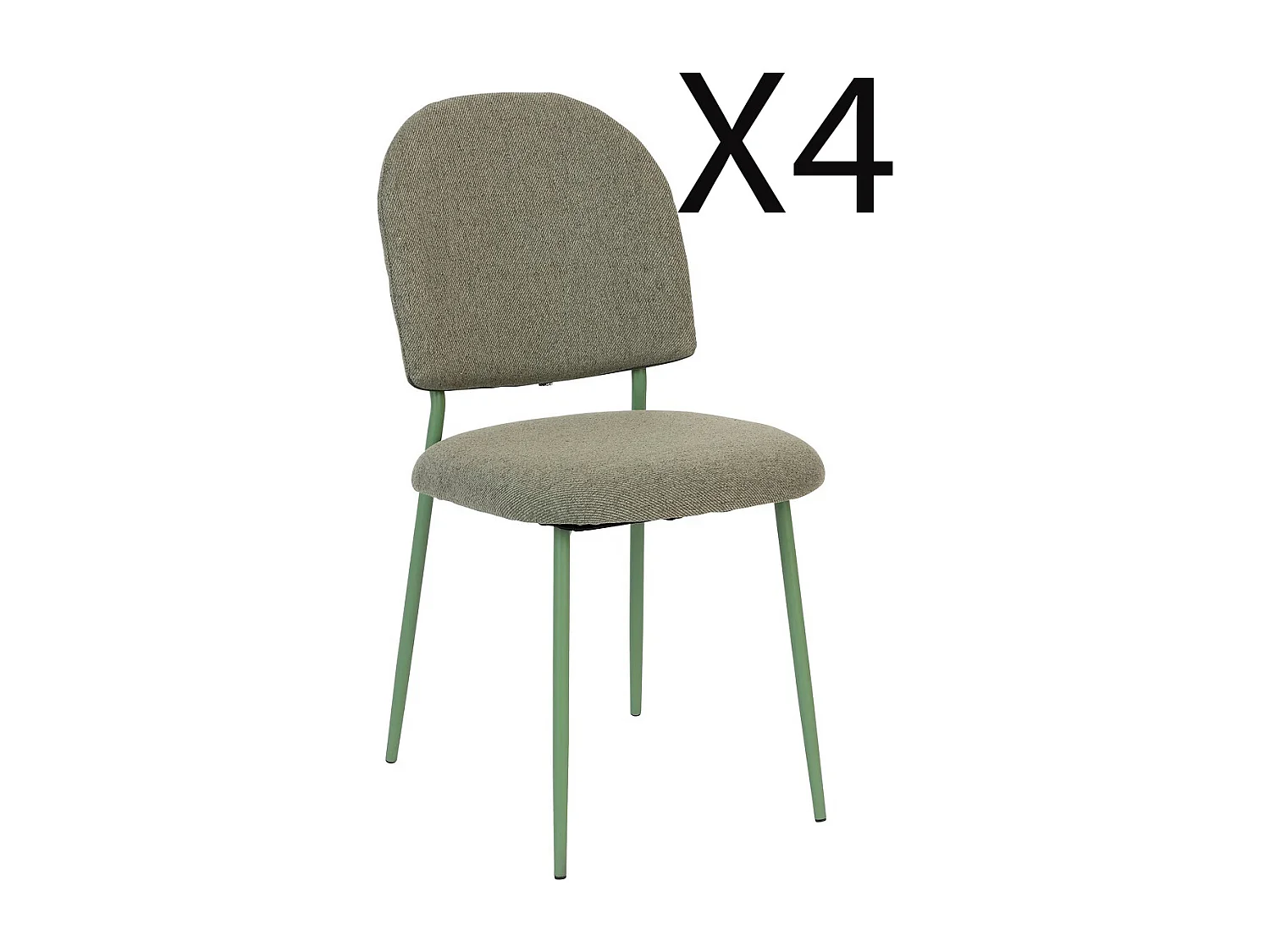 Lot de  4 chaises en Polyester coloris vert cèdre et pieds en acier -Longueur 43 x Profondeur 57 x Hauteur 84  cm