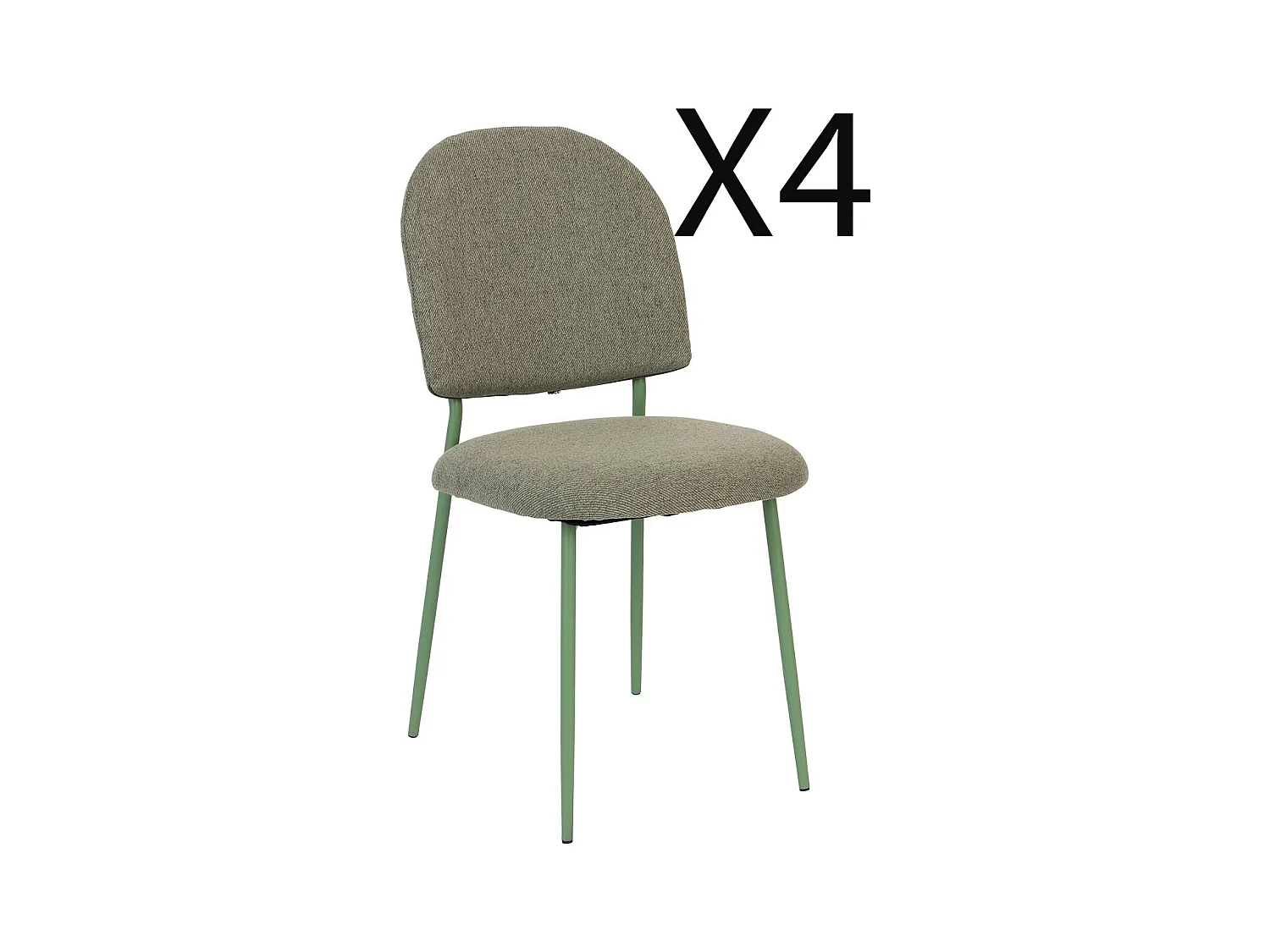 Lot de  4 chaises en Polyester coloris vert cèdre et pieds en acier -Longueur 43 x Profondeur 57 x Hauteur 84  cm