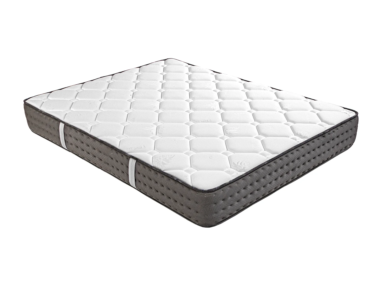Ensemble Matelas CASTO 160x200 cm,en mousse haute densité, ferme, face été/hiver, épaisseur 20cm + sommier gris épaisseur 20cm