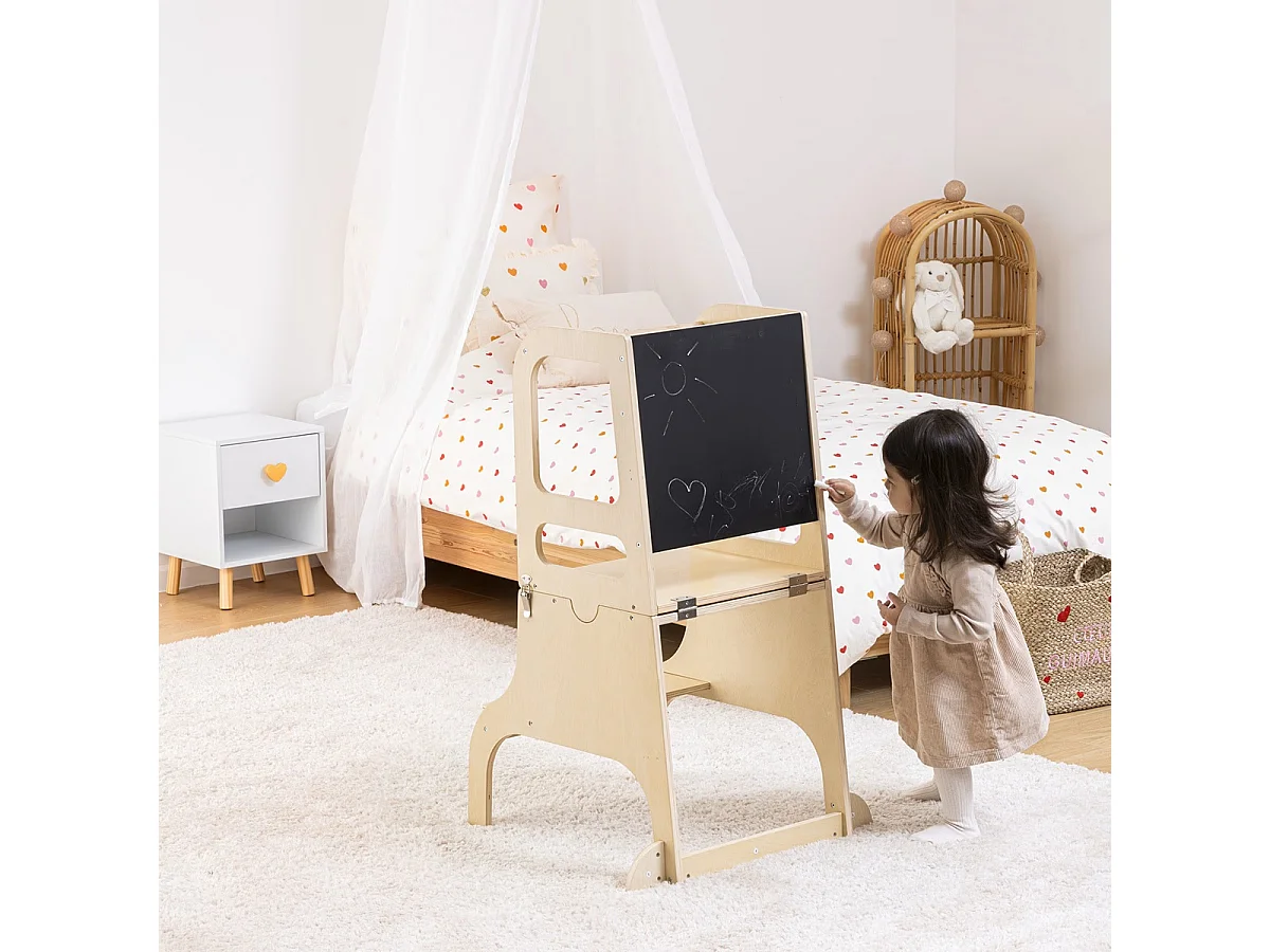 Tour d'observation pour enfant en bois coloris beige - Longueur 57 x Profondeur 52 x Hauteur 91 cm