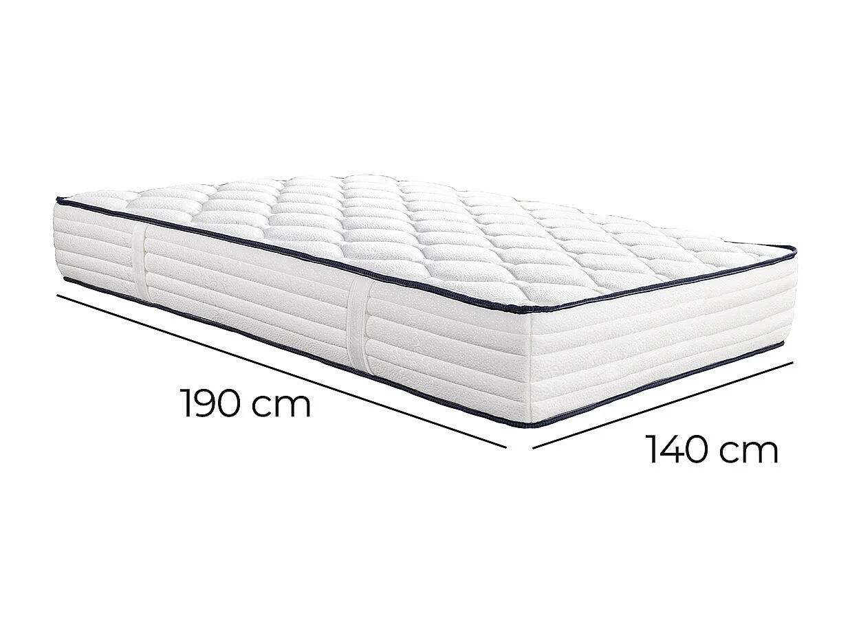 Matelas CUBA 140x190 cm à ressorts ensachés, en mousse haute densité, indépendance du couchage, face été/hiver, épaisseur 27cm