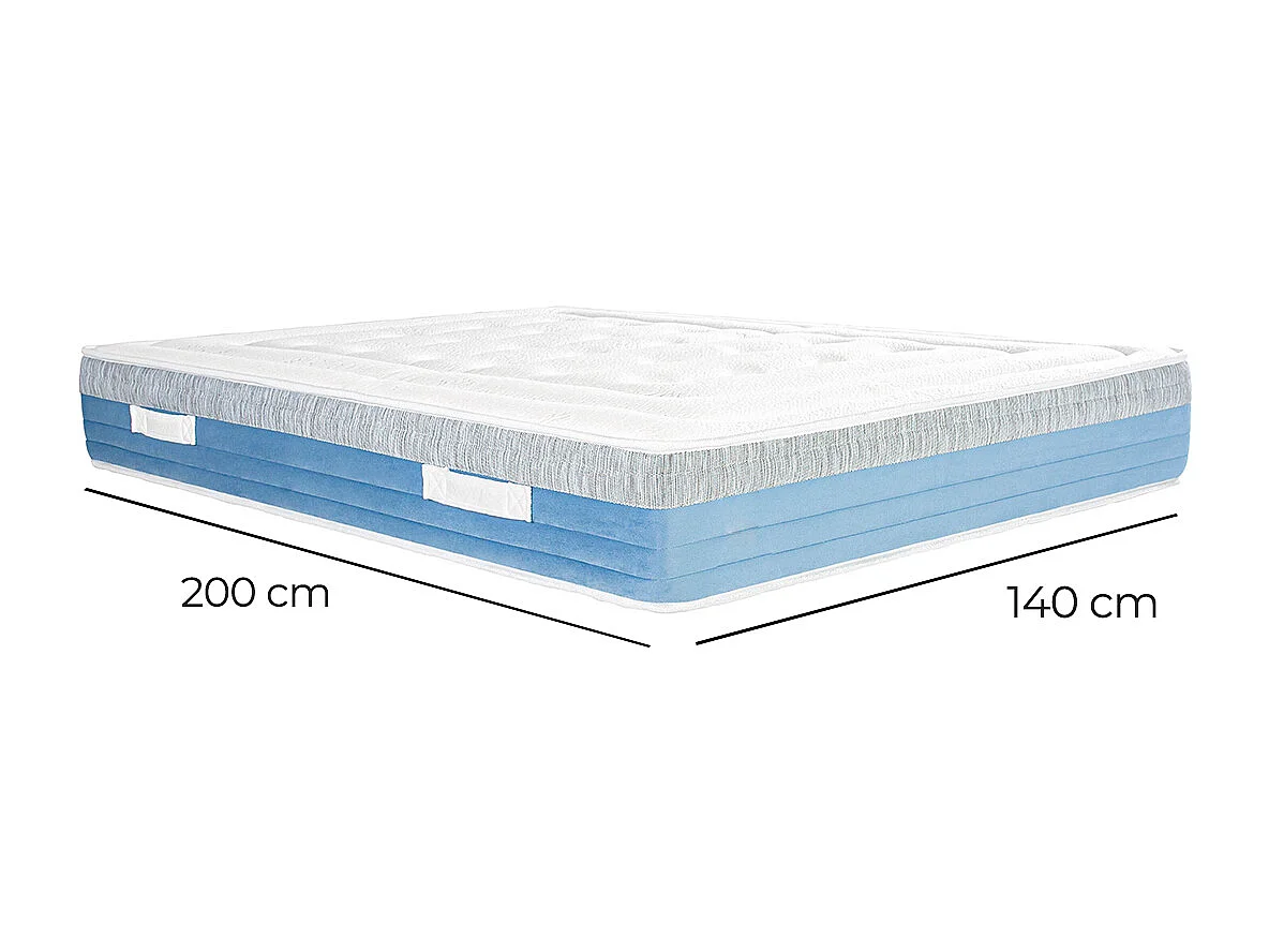 Matelas SENA 140x200 cm à ressorts ensachés, mousse mémoire de forme, indépendance du couchage, épaisseur 27cm