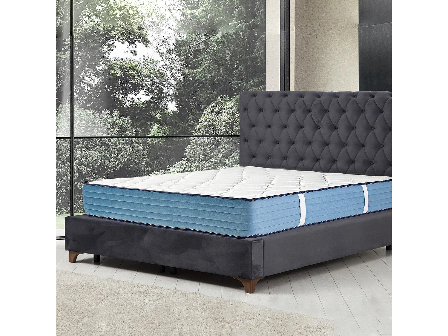 Matelas réversible CALI 180x200 cm, mousse haute densité, indépendance du couchage, face été/hiver, épaisseur 24 cm