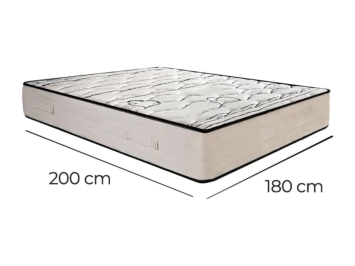 Matelas réversible NELIA 180x200 cm, mousse haute densité, indépendance du couchage, avec face été/hiver, épaisseur 24 cm