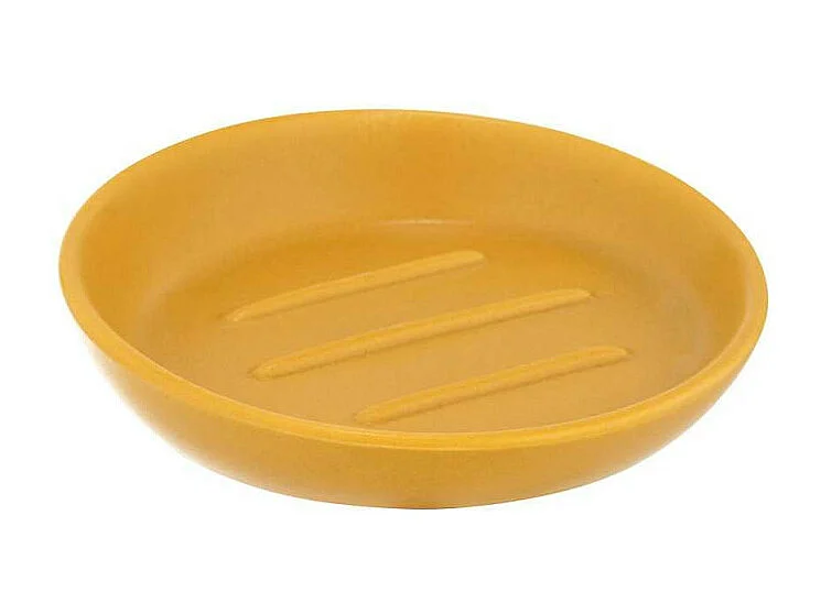 Porte-savon en céramique "Badi" - Jaune - D 11,5 x H 3 cm