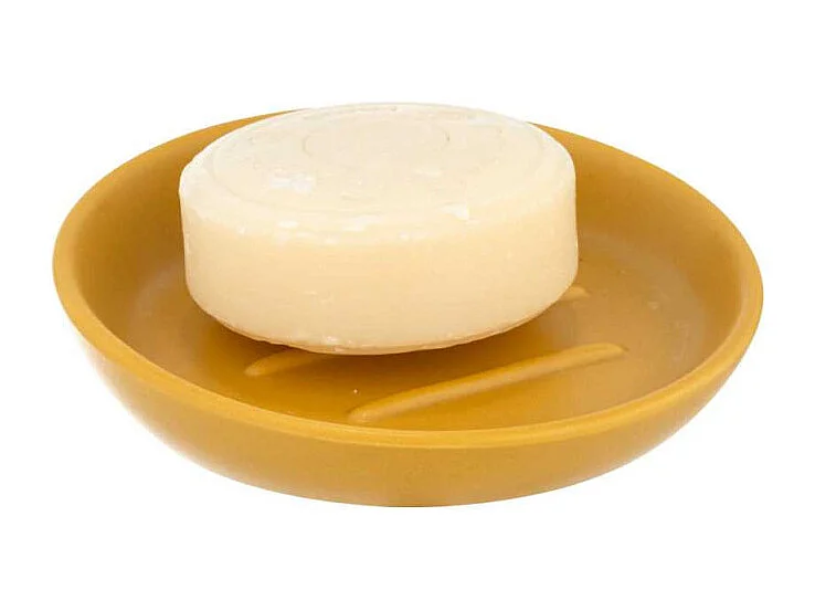 Porte-savon en céramique "Badi" - Jaune - D 11,5 x H 3 cm