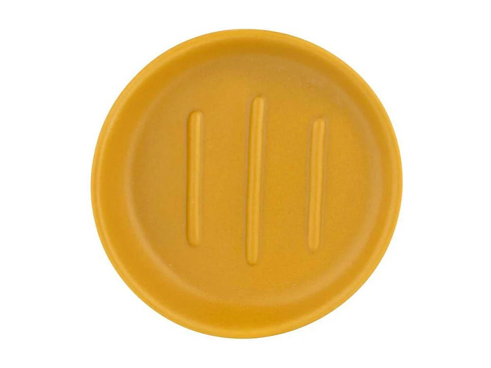 Porte-savon en céramique "Badi" - Jaune - D 11,5 x H 3 cm