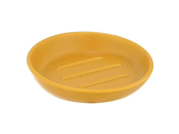 Porte-savon en céramique "Badi" - Jaune - D 11,5 x H 3 cm