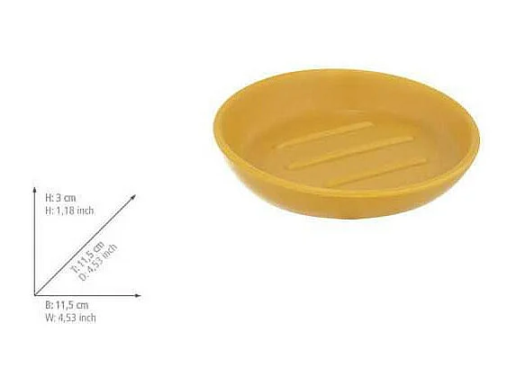 Porte-savon en céramique "Badi" - Jaune - D 11,5 x H 3 cm