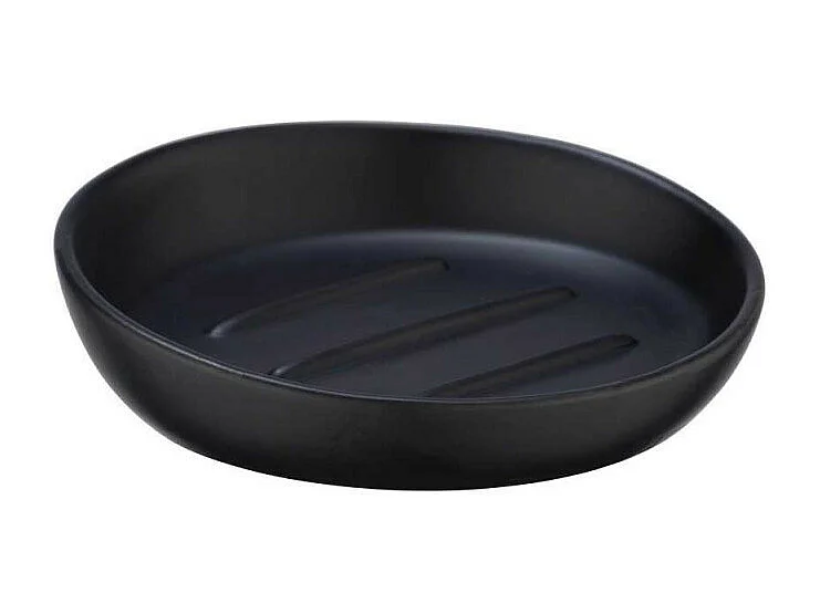 Porte-savon en céramique "Badi" - Noir - D 11,5 x 3 cm