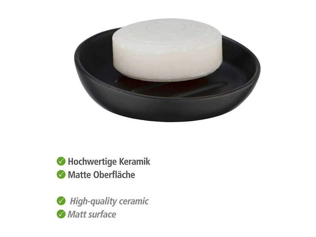 Porte-savon en céramique "Badi" - Noir - D 11,5 x 3 cm