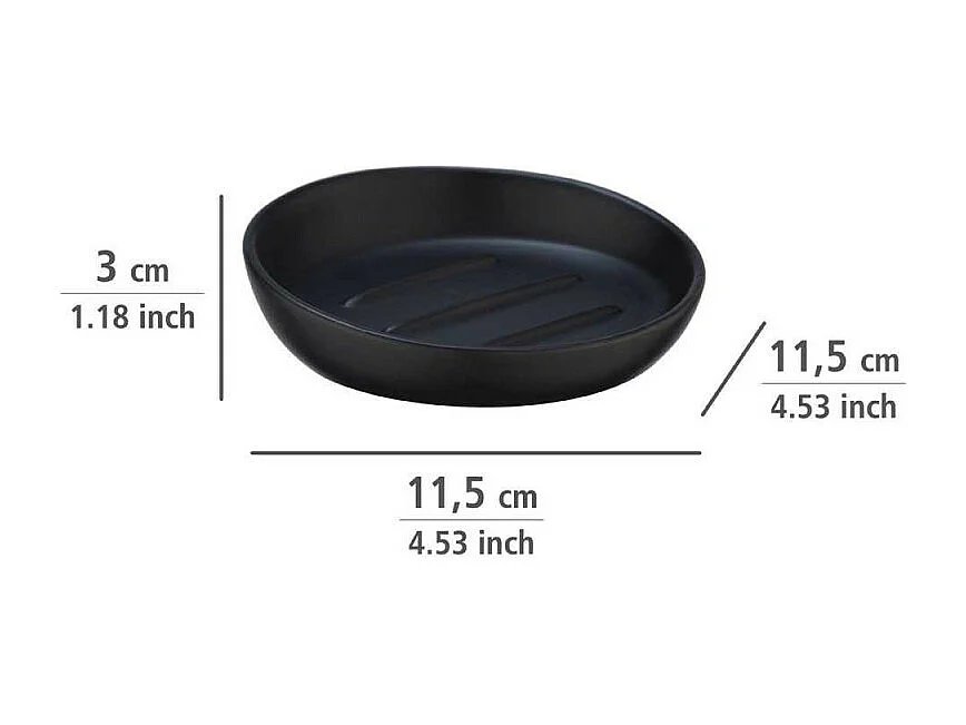 Porte-savon en céramique "Badi" - Noir - D 11,5 x 3 cm