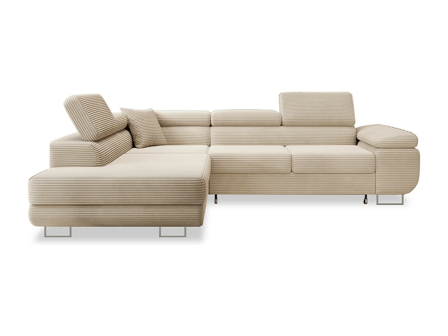 Canapé d'angle gauche convertible Marius velours côtelé Beige