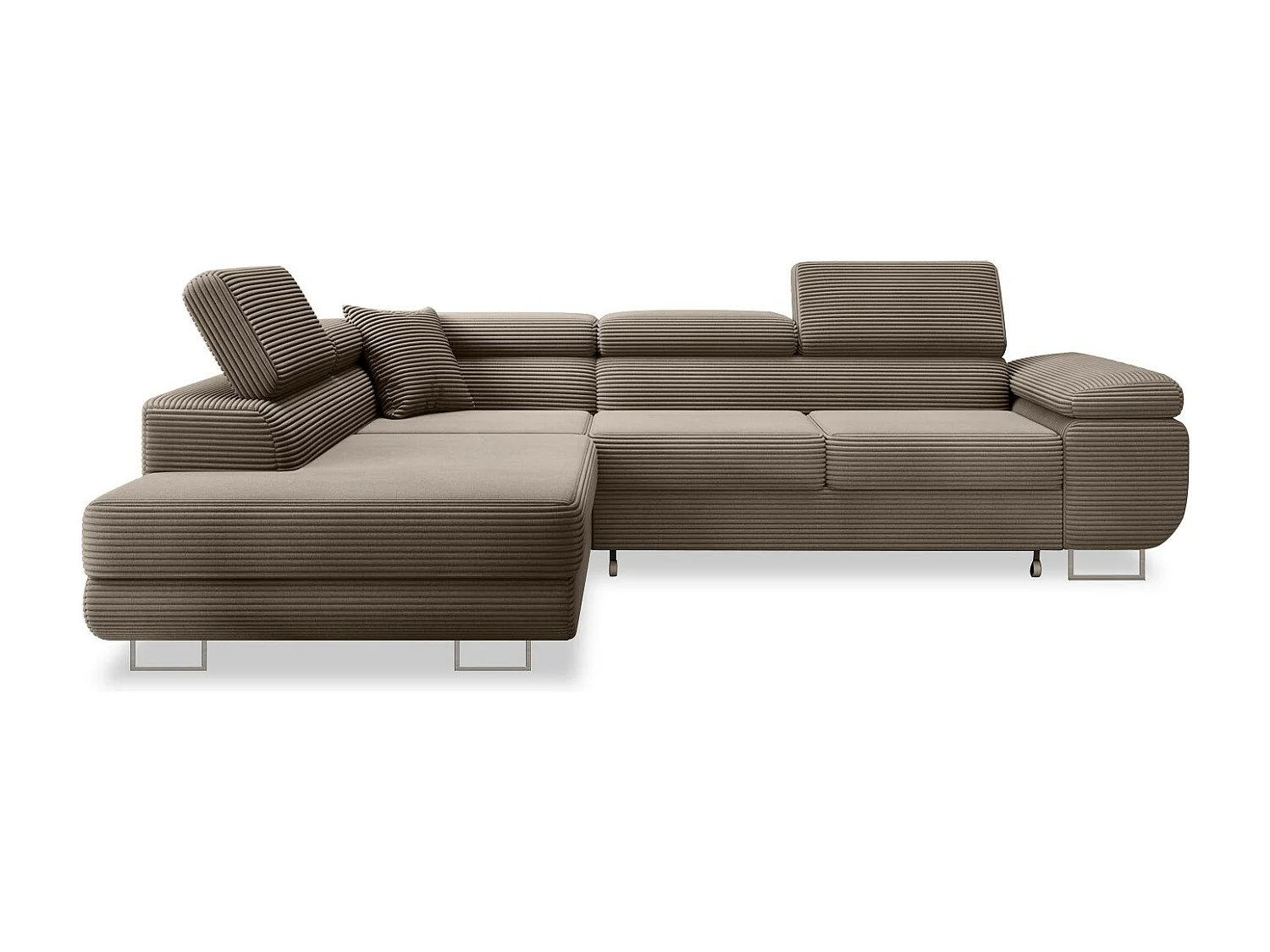 Canapé d'angle gauche convertible Marius velours côtelé Taupe