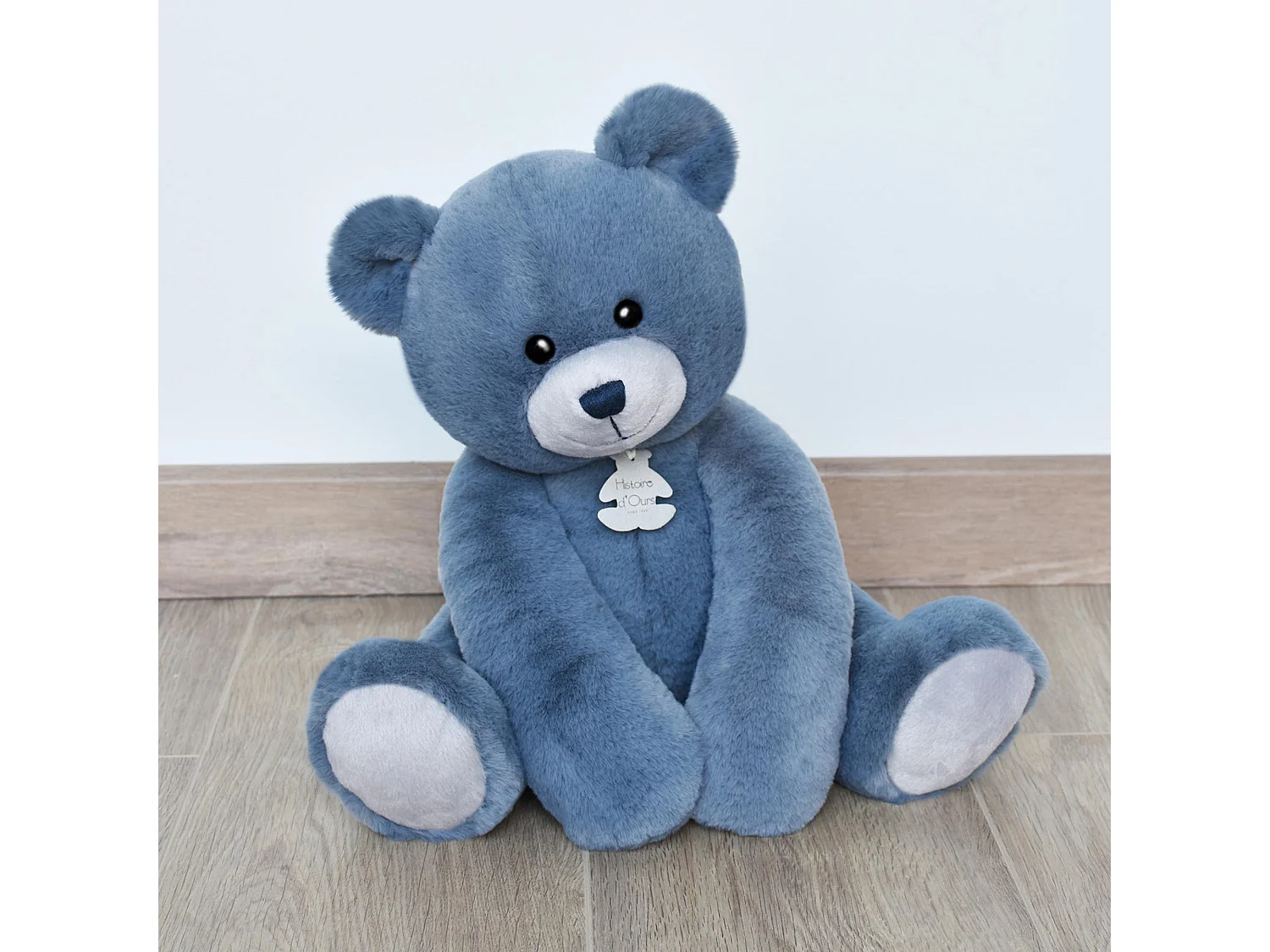 Peluche 35 cm en 100% polyester collection OSCAR ours bleu jean