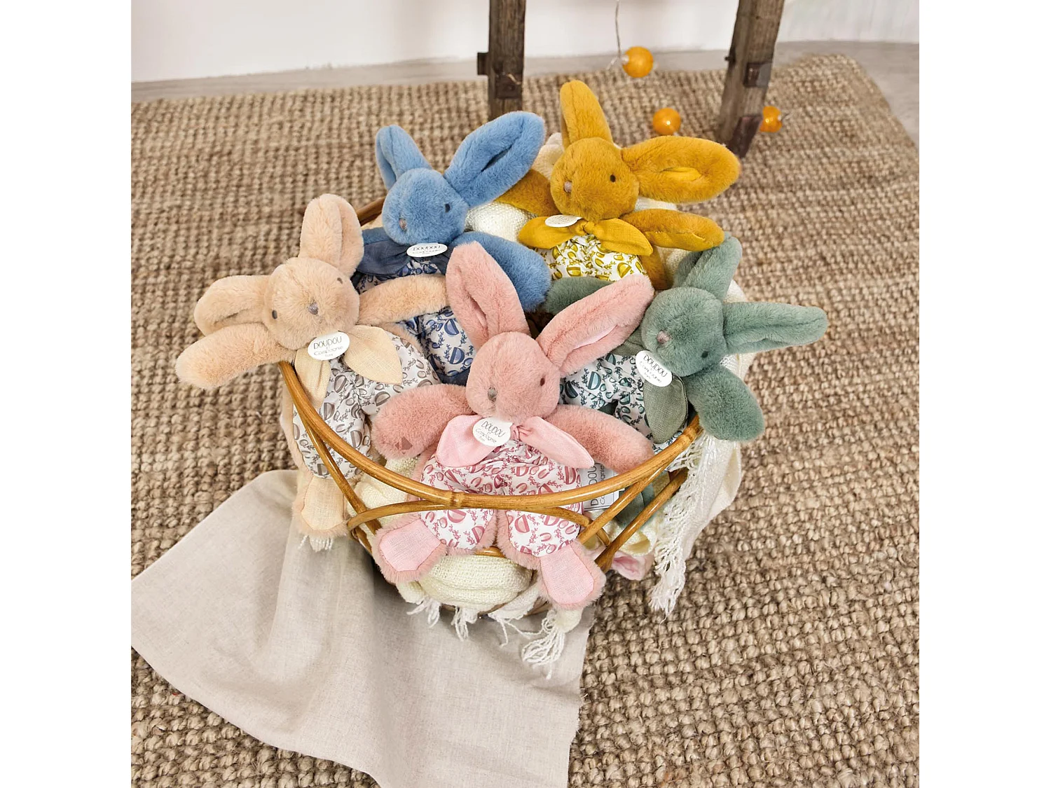 Doudou lapin 18 cm polyester collection LAPIN DOUDOU bleu
