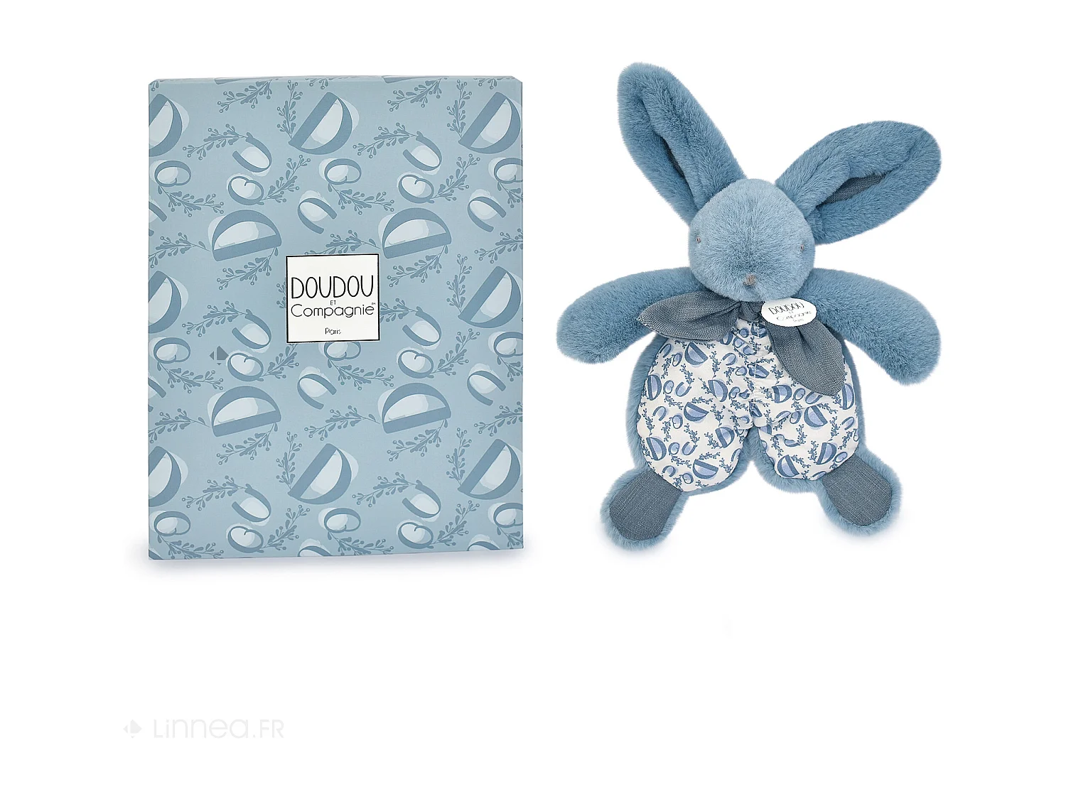Doudou lapin 18 cm polyester collection LAPIN DOUDOU bleu