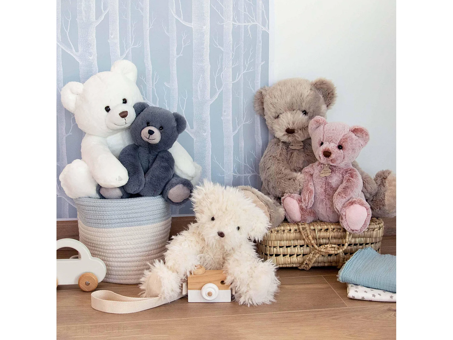 Peluche 35 cm en 100% polyester collection OSCAR ours blanc ivoire