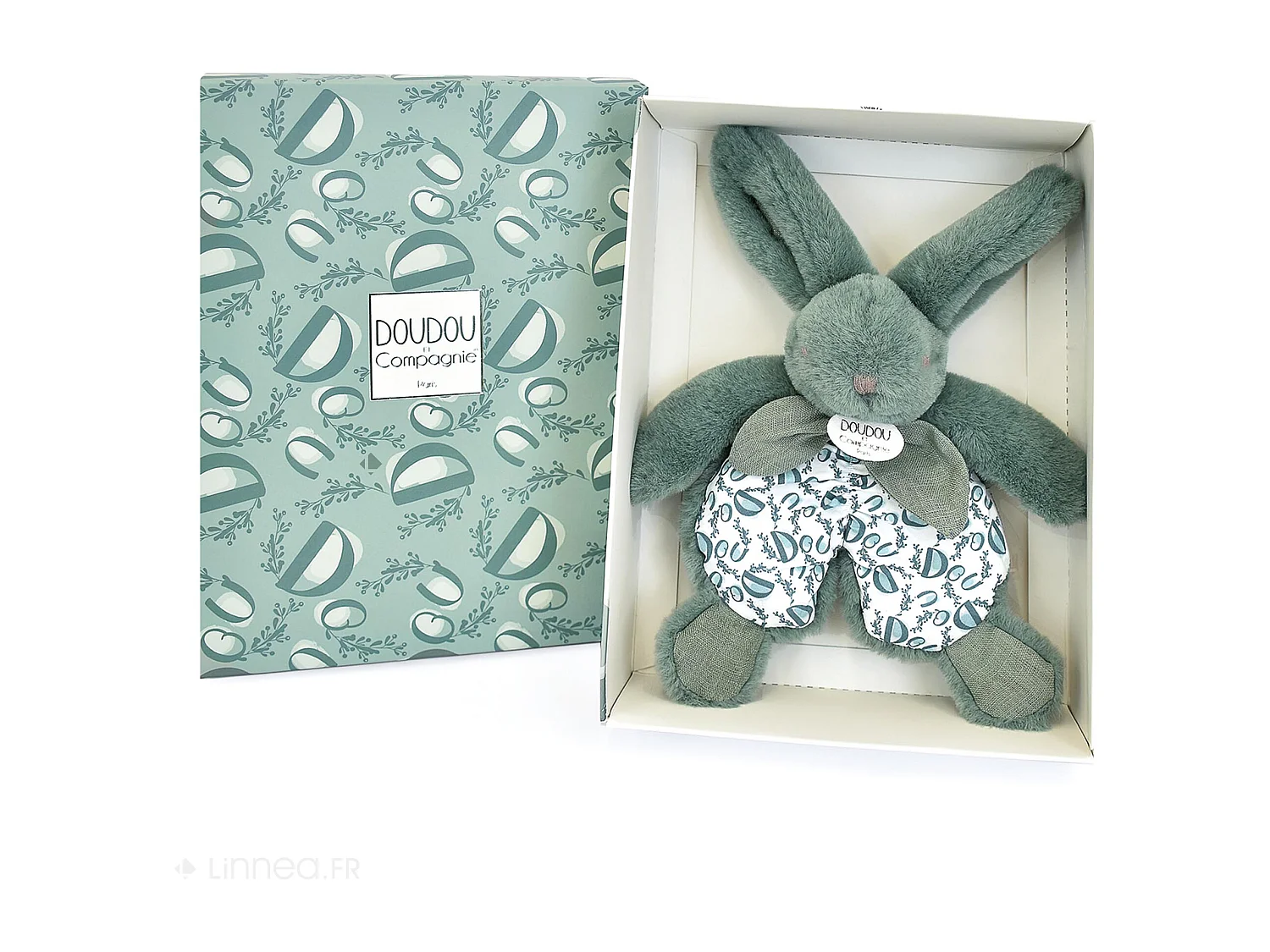 Doudou lapin 18 cm polyester collection LAPIN DOUDOU Vert sauge