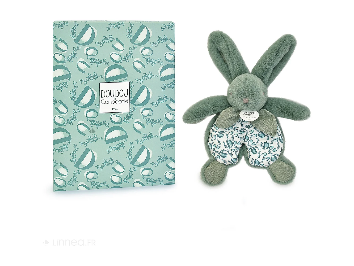 Doudou lapin 18 cm polyester collection LAPIN DOUDOU Vert sauge
