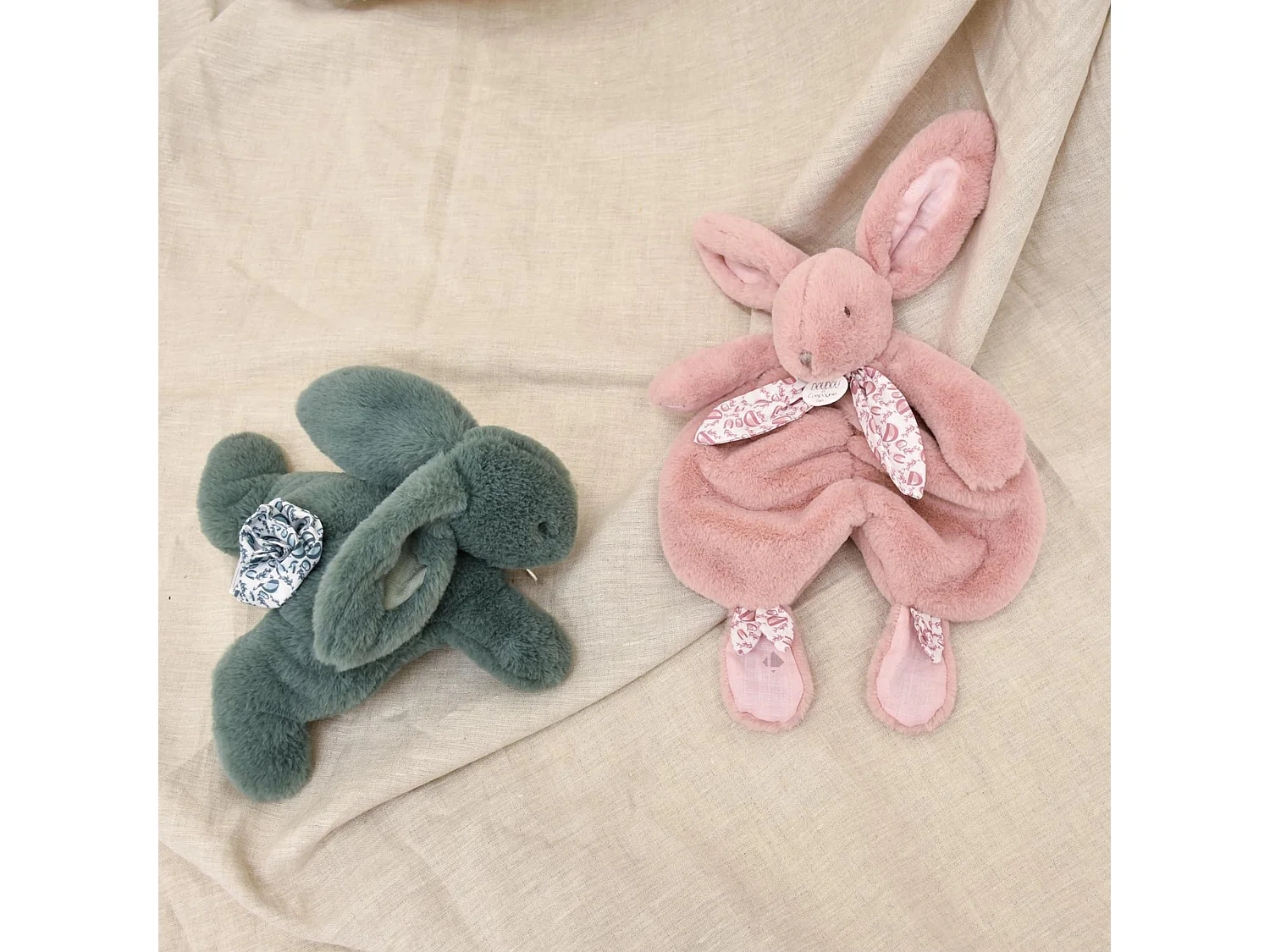 Doudou lapin 18 cm polyester collection LAPIN DOUDOU Vert sauge