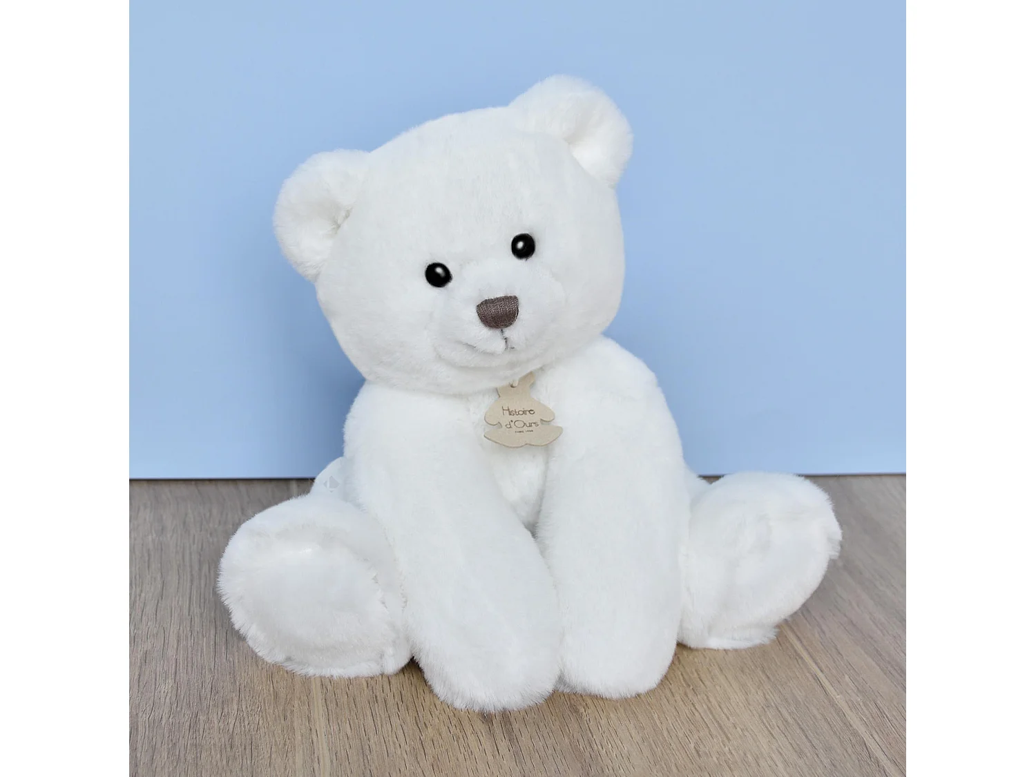 Peluche 25 cm en 100% polyester collection OSCAR ours blanc ivoire