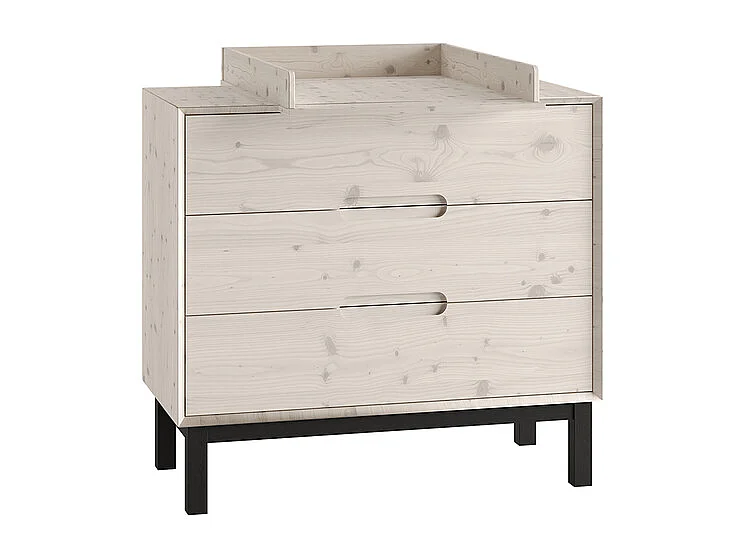 Chambre complète lit évolutif 70x140 commode à langer et armoire 2 portes Country Bois blanchi