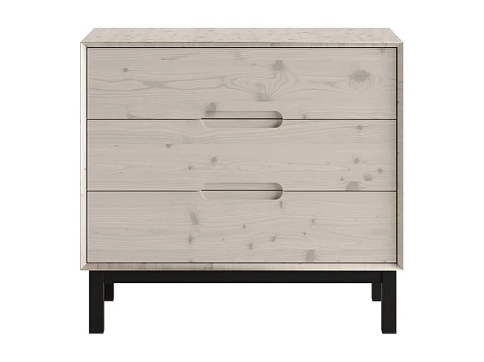 Commode 3 tiroirs et armoire 2 portes Country Bois blanchi