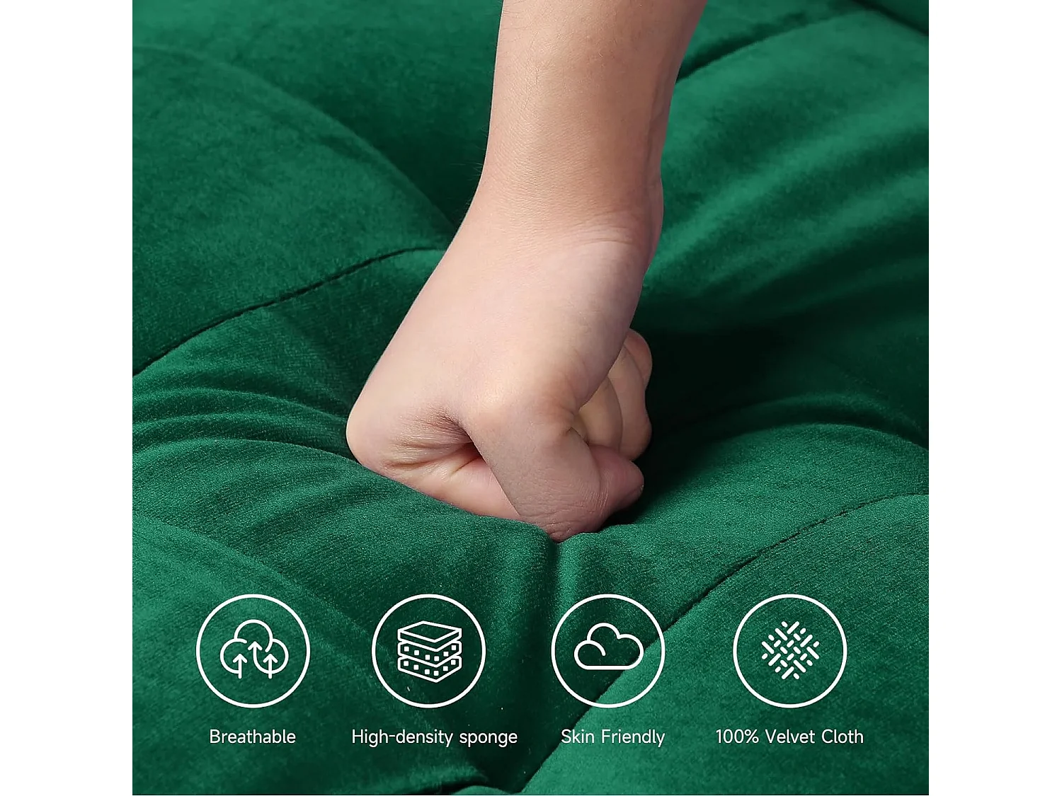 Divano in velluto verde moderno a 2 usatro, braccioli imbottiti, legno massiccio, legno morbido, 143x77x86cm