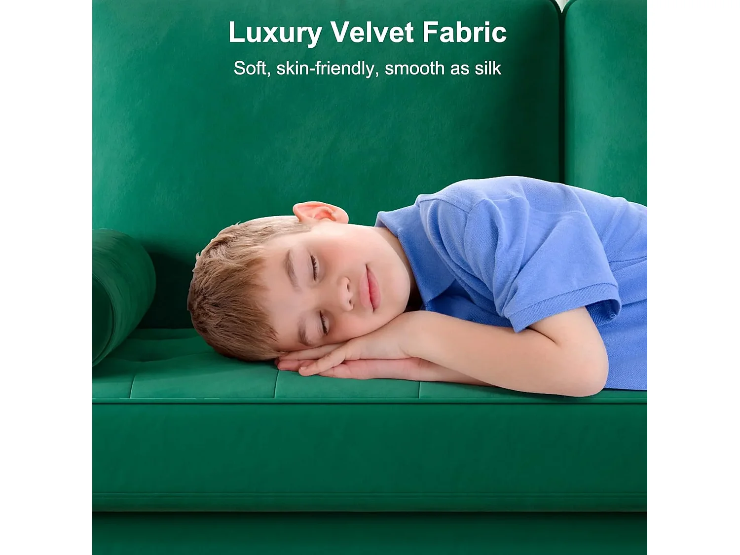 Canapé Moderne en Velours Vert 2 Places, Accoudoirs Rembourrés, Pieds en Bois Massif, Moelleux, 143x77x86cm