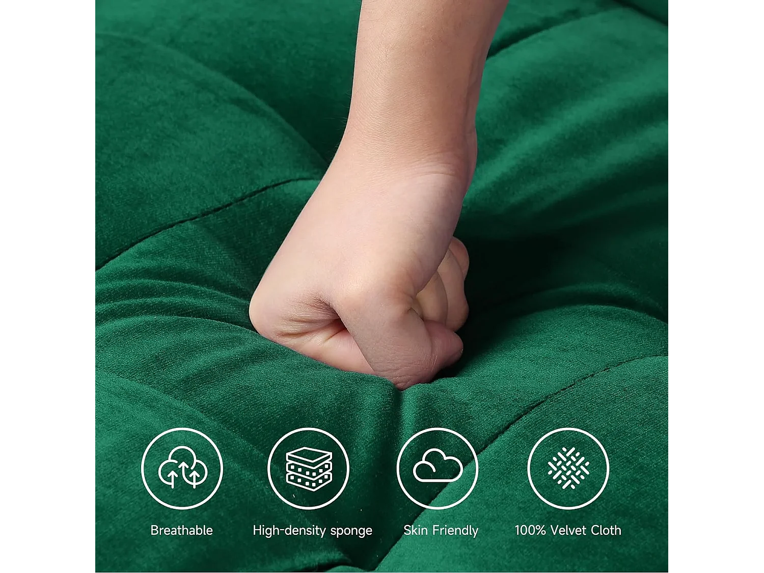 Divano in velluto verde moderno a 2 usatro, braccioli imbottiti, legno massiccio, legno morbido, 143x77x86cm