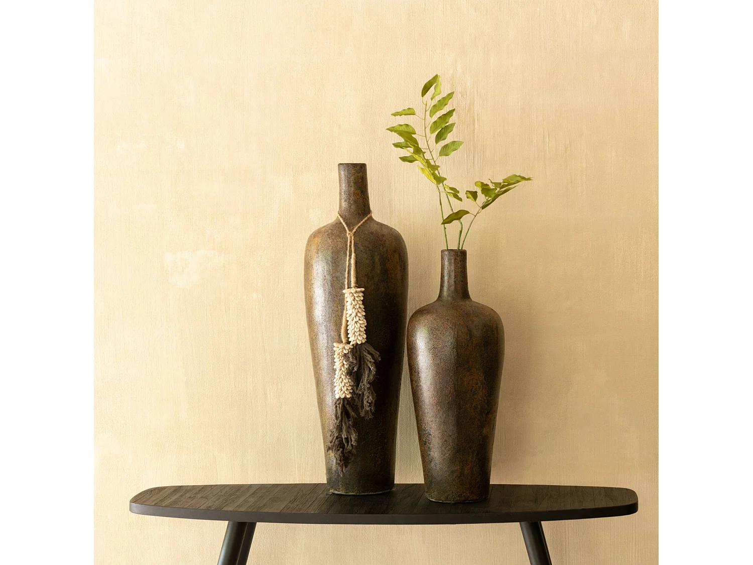 Console Ovale en Bois "Teck" 120cm Noir