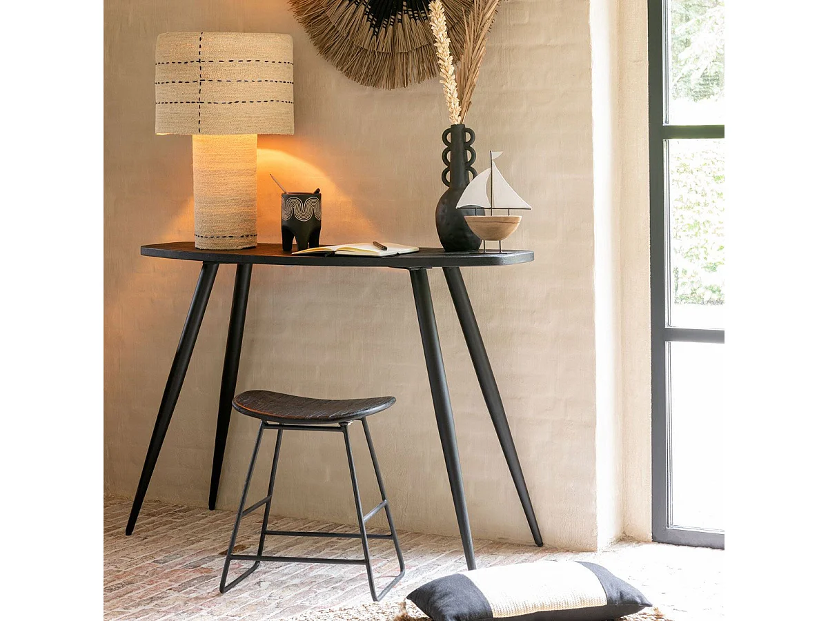 Console Ovale en Bois "Teck" 120cm Noir